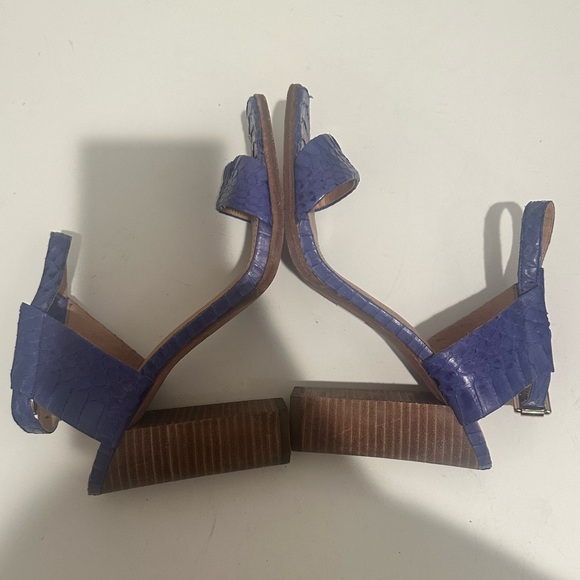 COACH Lexey Leather Snakeskin Chunky Open Toe Sandals Deep Marine Blue Size 8 - Picture 7 of 12